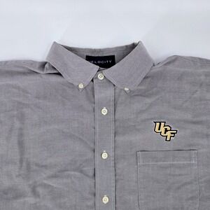 Velocity UCF Knights Shirt XL Grey Oxford Button Down Knighthead Logo VGUC